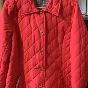 Crown & Ivy Vibrant Red Quilted Puffer Jacket, small, lined